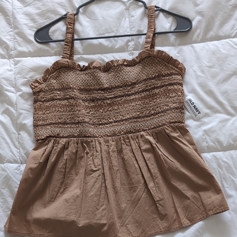 Brown Smocked Top